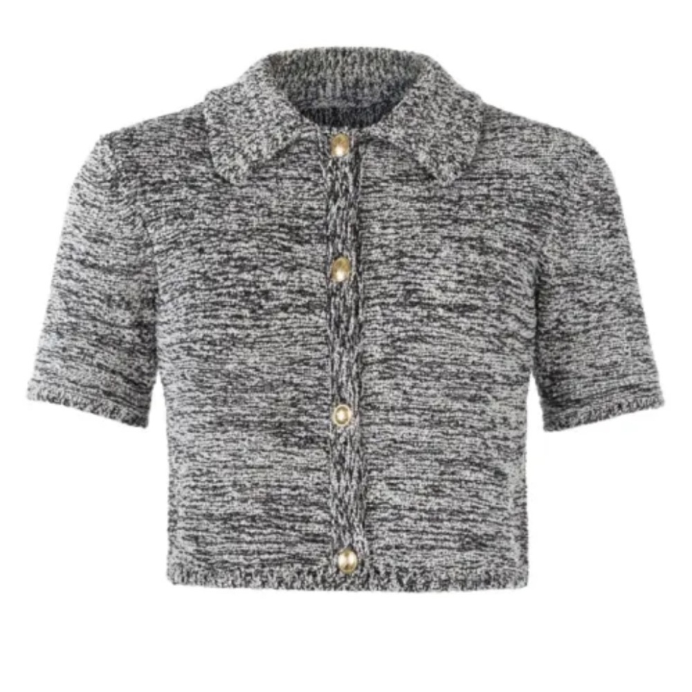 ASTA RESPET NWT MORGAN POLO CARDIGAN IN BLACK MELANGE - SIZE XS